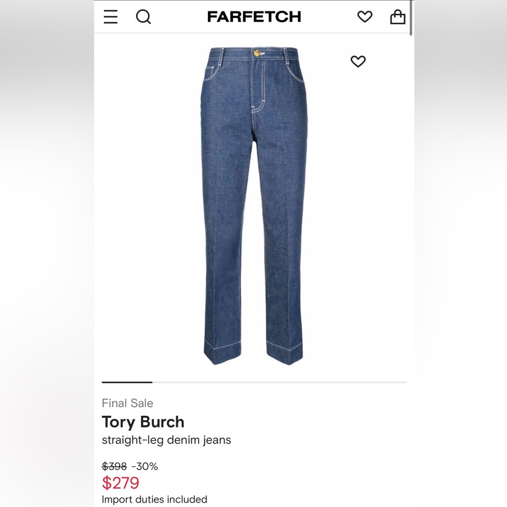 TORY BURCH Straight Leg Jeans | Size 26